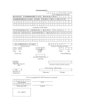 Fillable Online COVER SHEET 1 7 5 1 4 S E C Registration Number