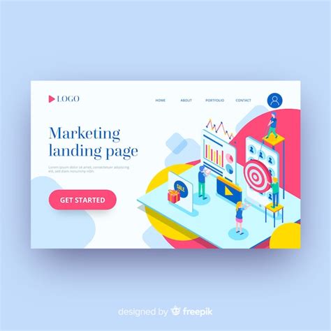 Isometrische Marketing Landingpage Vorlage Kostenlose Vektor