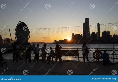 Sunset On The Victoria Harbour In East Coast Park Precinct Hong Kong