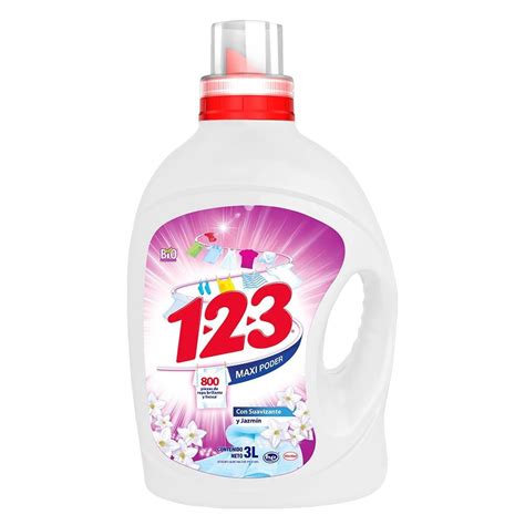 Detergente líquido 1 2 3 maxi poder con suavizante y jazmín 3 l Walmart