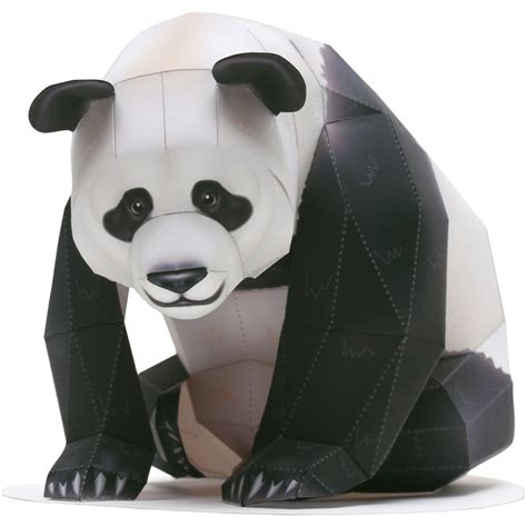 Panda Male Sitting Asia Realistic Craftsanimals Paper Craft