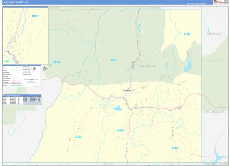 La Plata County Co Zip Code Wall Map Basic Style By Marketmaps Mapsales