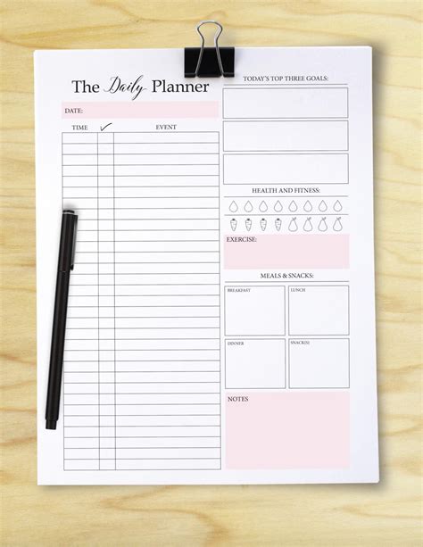 Daily Planner Printable, Daily to do list, Planner insert, Daily Schedule, Daily docket, a5, a4 ...