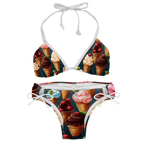 Ice Cream Detachable Sponge Adjustable Strap Bikini Set Two Pack Swimsuit For Women Walmart