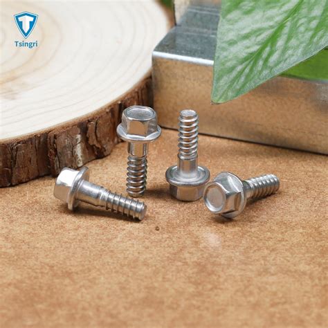 Tgrtsingri Stainless Steel Hex Flange Washer Head Half Pt Thread Flat Point Self Tapping Screws