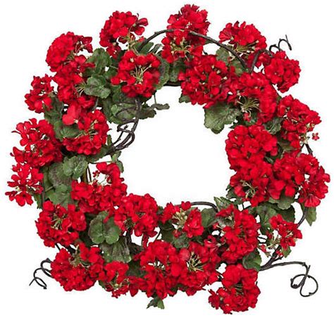 Winward Silks 24 Geranium Wreath Faux Geraniums Red Geranium