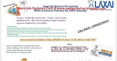 Nabl Guidelines Laxai Life Sciences Pvt Ltd Walk In Interviews For