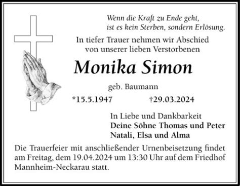 Traueranzeigen Von Monika Simon Trauerportal Ihrer Tageszeitung