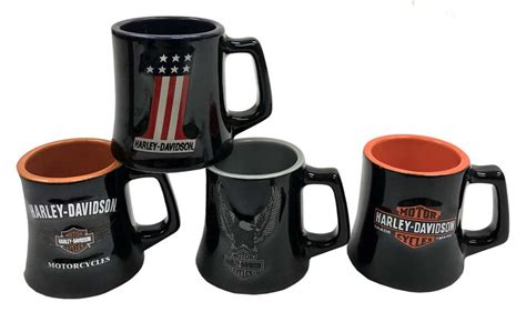 Harley Davidson® Ceramic H D Logos 2 Oz Mug Shot Glasses 4 Pack Black