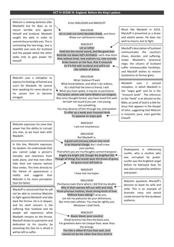 Macbeth Act 4 Scene 3 Annotated | Teaching Resources