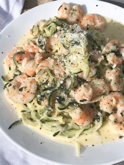 Creamy Keto Shrimp Alfredo With Zucchini Noodles Curbing Carbs