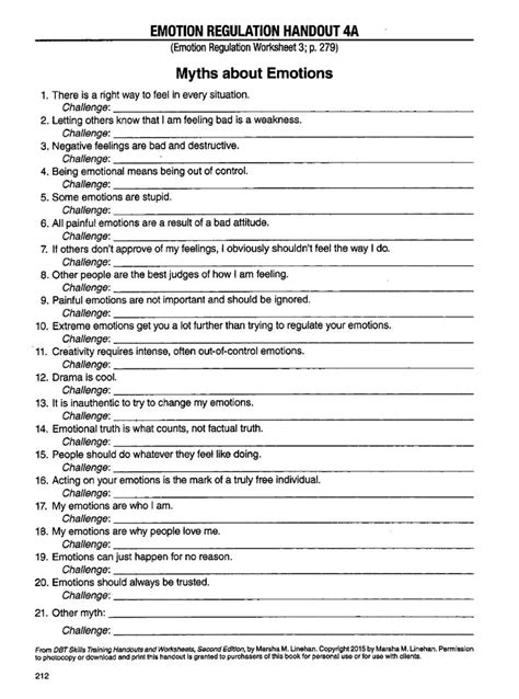 Dbt Emotional Regulation Worksheets Dbt Therapy Dialectical