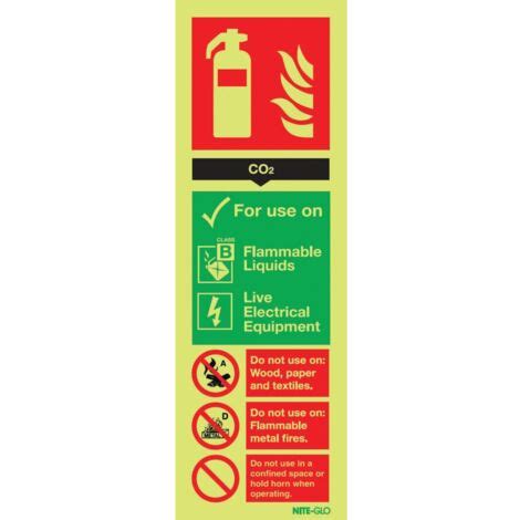 Sitesafe Carbon Dioxide Fire Extinguisher Photoluminescent Vinyl Sign