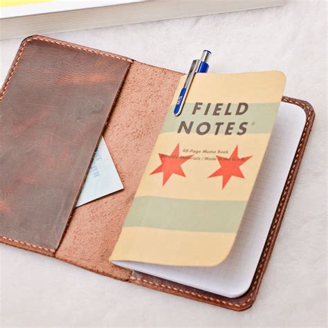 Handmade Leather Field Notes Cover Hand Stitched Refillable Journal