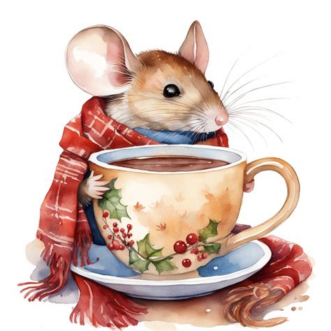 Digital Cute Watercolor Mouse Etsy