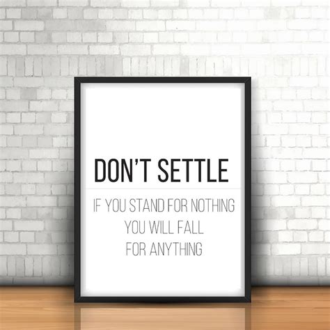 Dont Settle Printable Quote Art Print Typography Etsy