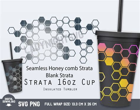 Full Wrap Honeycomb Strata Svg For Tumblers 16 Oz Honeycomb Etsy