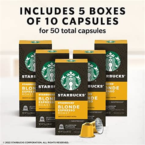 Starbucks By Nespresso Blonde Roast Espresso 50 Count Single Serve Capsules Compatible With