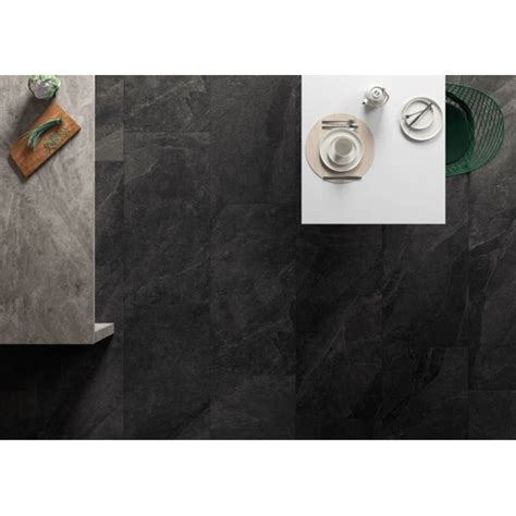 Dark Shale Full Body Cement Effect Tiles Large Porcelain