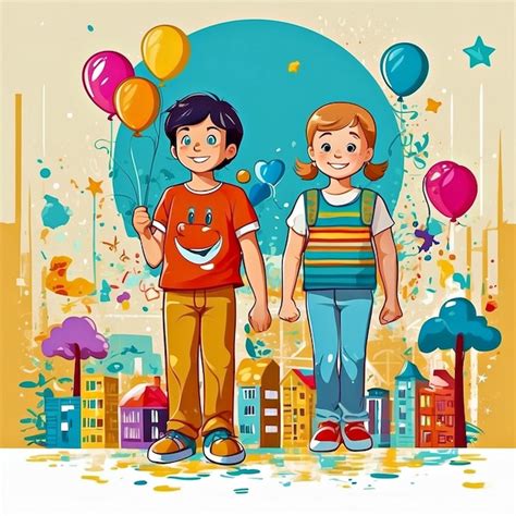 Vectores De La Infancia Feliz Foto Premium