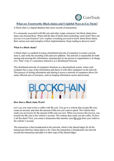 What Are Trustworthy Blockchains And 5 Rightful Ways To Use Them By Coin Trade Issuu