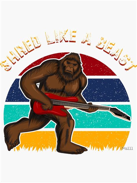 Bigfoot Sasquatch Retro Vintage Electric Guitar Player Sticker For