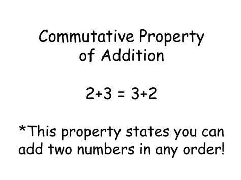 Ppt Commutative Property Of Addition 2 3 3 2 Powerpoint Presentation Id 3232861