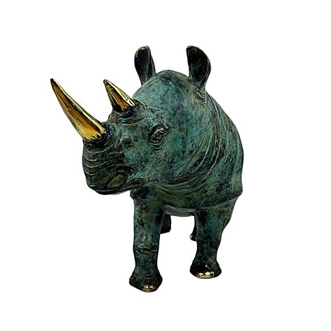 Heavy Bronze Rhino Statue 54cm 21 Handcrafted Rhinoceros Sculpture