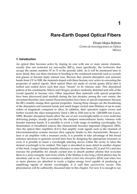 (PDF) Rare-Earth Doped Optical Fibers