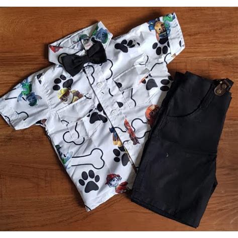 Conjunto Infantil Menino Masculino Patrulha Canina Ossinho Bermuda