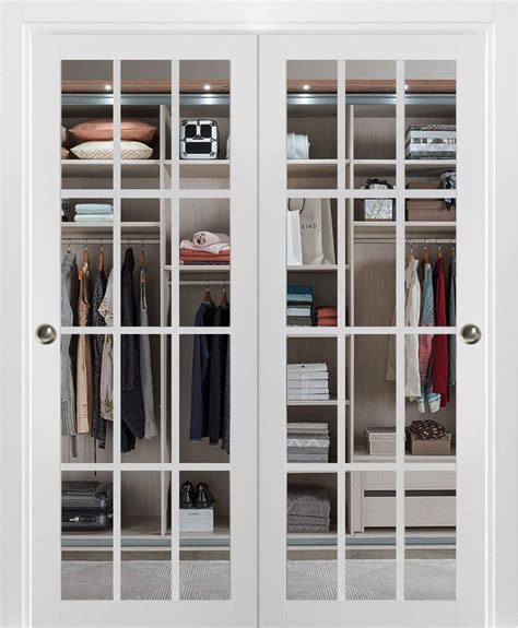 Sliding Closet Clear Glass 12 Lites Bypass Doors 72 X 96 Inches Felicia 3355 Matte White