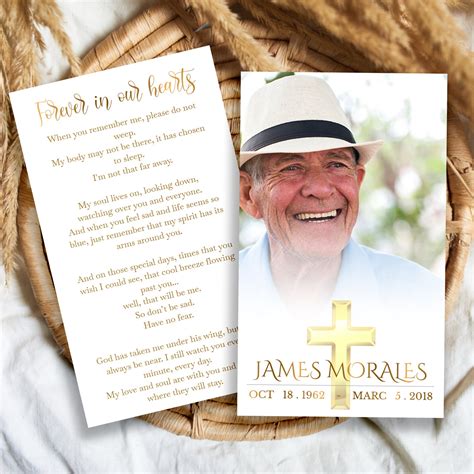 Funeral Prayer Card Template For Men And For Women L Memorial Prayer Card Funeral Prayer Card