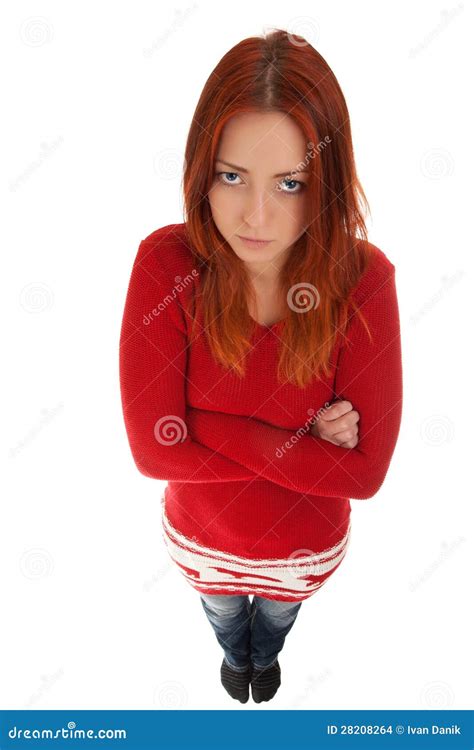 Funny Portrait Of Young Angry Woman Stock Photo Image Of Look Cute