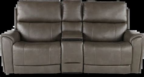 Damon Smoke Gray Power Reclining Loveseat With Console Rc Willey