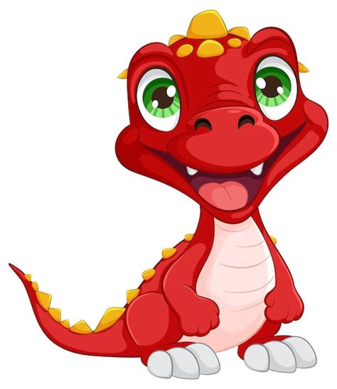 Free Vector | Cheerful Red Cartoon Dragon