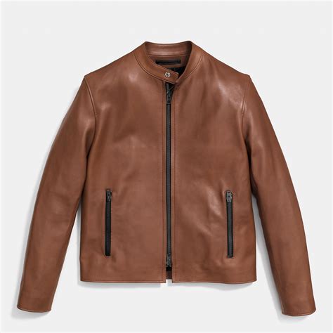 coach leather racer jacket  brown  men lyst