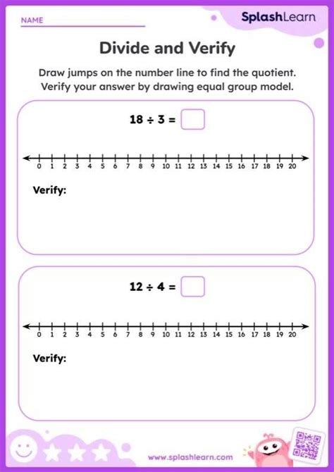 Division Using Model And Number Line Worksheet Printable Maths Sheet