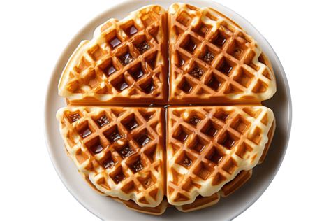 Freshly Baked Belgian Waffles Isolated On Transparent Background