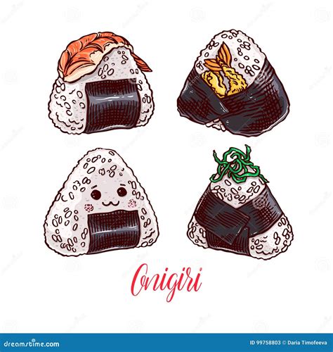 Set Of Different Onigiri Stock Vector Illustration Of Culture