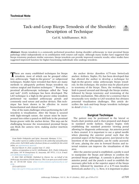 tack  loop biceps tenodesis   shoulder description