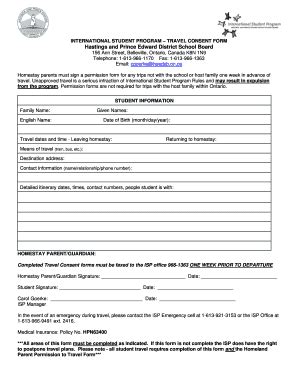 Fillable Online Hpedsb On Travel Consent Formdoc Hpedsb On Fax Email