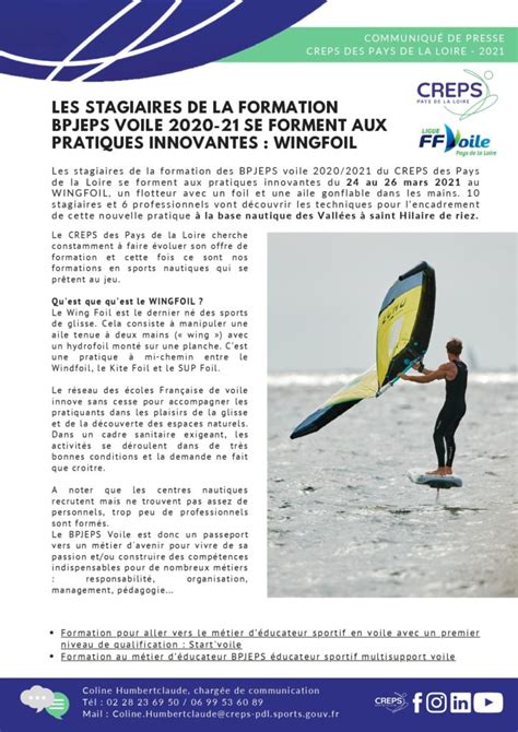 Une Formation BPJEPS 2021 Novatrice Ligue De Voile Pays De La Loire