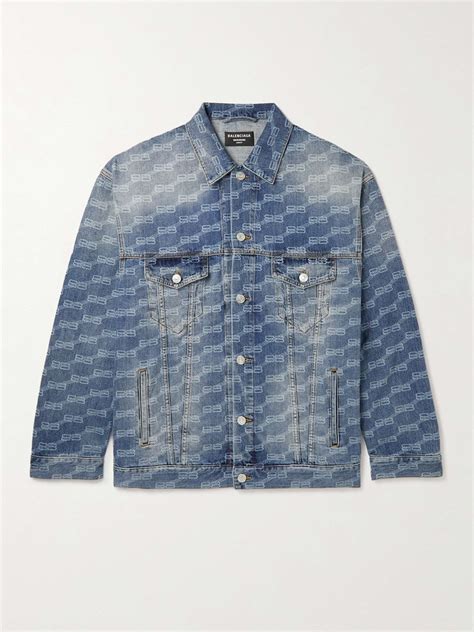 Balenciaga Logo Print Denim Jacket For Men Mr Porter