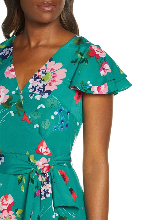 Eliza J Floral Flutter Midi Faux Wrap Dress Nordstrom Wrap Dress