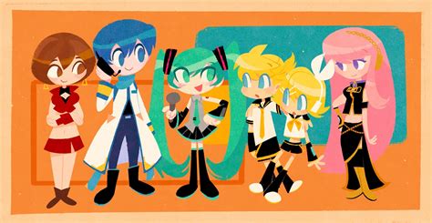 Hatsune Miku Kagamine Rin Kagamine Len Megurine Luka Kaito And 1 More Vocaloid Drawn By