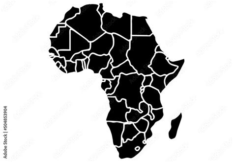 Icono de mapa político de áfrica de color negro Stock Vector Adobe Stock