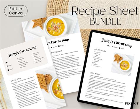 Recipe Template, Editable Recipe Sheet Template, Printable Recipe Cards ...