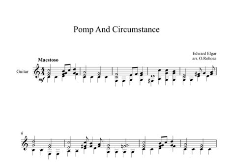 Pomp And Circumstance Edward Elgar Guitar Sheet Music Edward