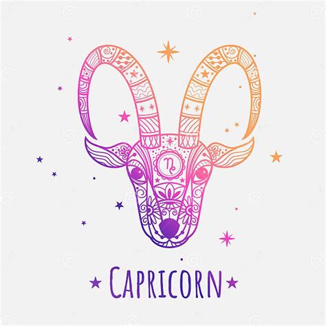 Colorful Zodiac Sign Capricornvector Lineart Easy To Recolor Stock