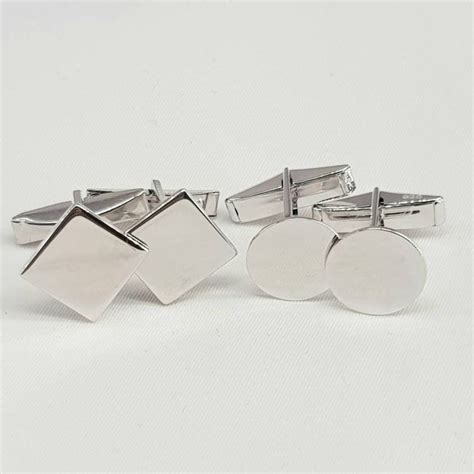 Cufflinks Findings Blanks Sterling Silver Rhodium Plated - Etsy